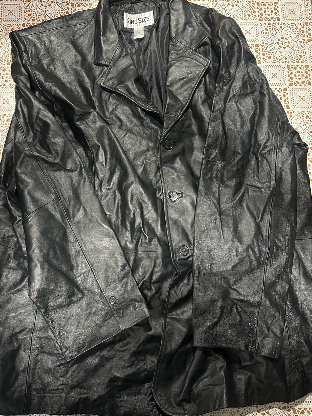 KingSize 5XL Black Genuine Leather Blazer Jacket Big & Tall